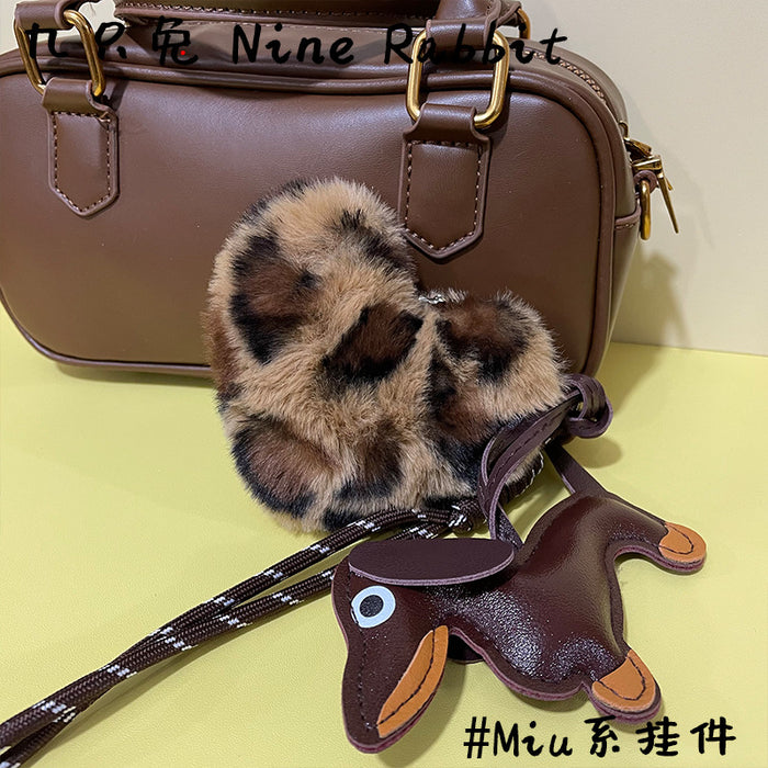 Wholesale leopard plush peach heart bag pendant dog pendant