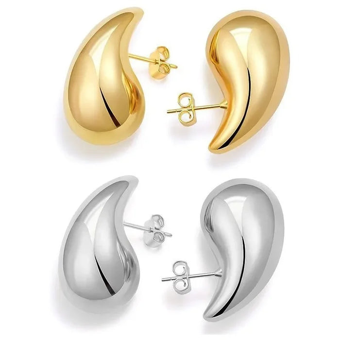 Wholesale Stainless steel hollow water droplet earrings with high-end feel and gold-plated surface for simplicity