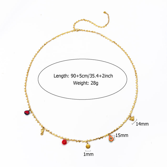 Wholesale Stainless steel waist chain paired with personalized seahorse shell pendant, stylish and stylish body chain