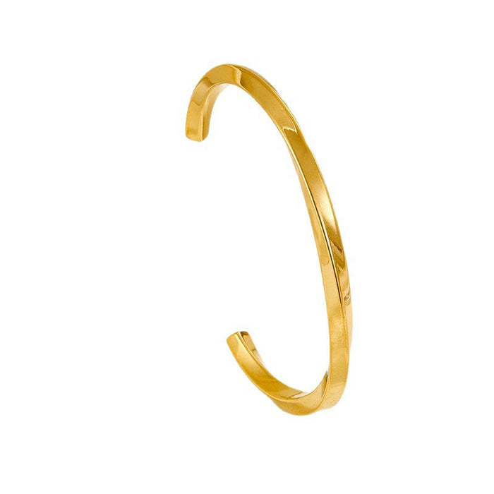 Wholesale Titanium steel C-shaped twisted Möbius open bracelet