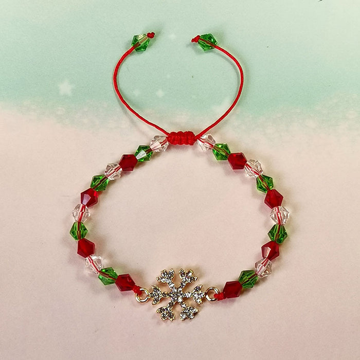 Wholesale Christmas Ornaments Crystal Beaded Diamond Braided Adjustable Christmas Bracelet