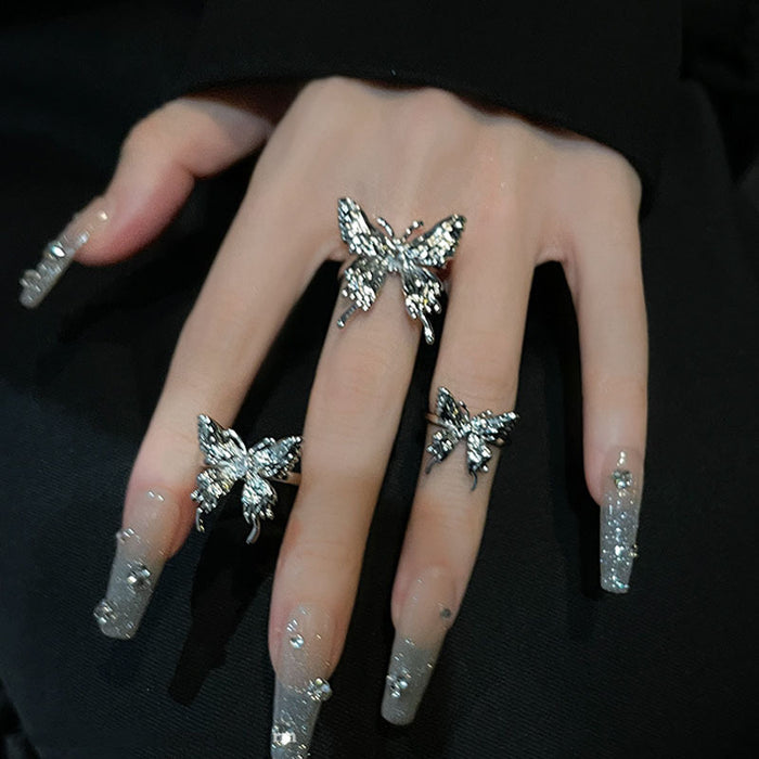 Wholesale Butterfly opening ring for women, niche trend, exquisite and high-end sense, index finger ring, fashionable and personalized