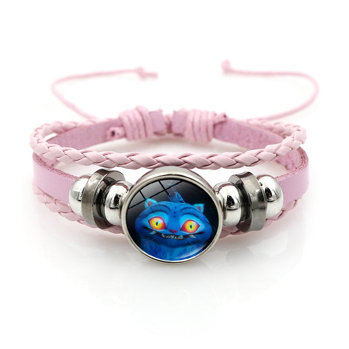 Wholesale Kpop Leather bracelet unisex pink multi-layer braided beaded hand jewelry anime surrounding