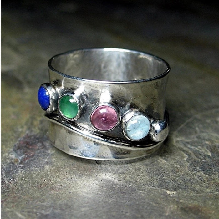 Wholesale Fashionable wide-faced colorful ring
