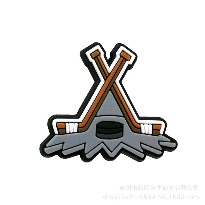 Wholesale Cave shoe flower buckle sports classic ice hockey fun cartoon upper PVC drip plastic decorative buckle detachable accessory