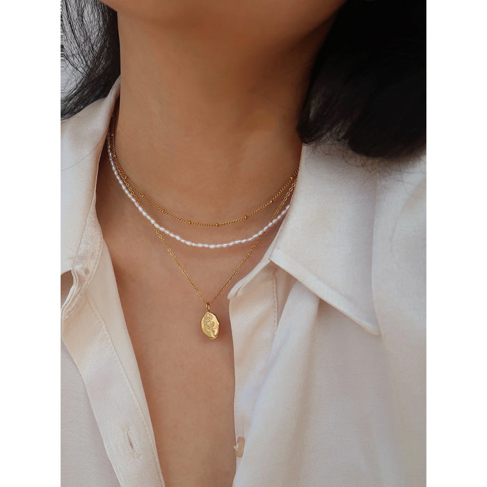 Wholesale Necklace, flower pendant, collarbone chain, titanium steel, simple stainless steel sweater chain