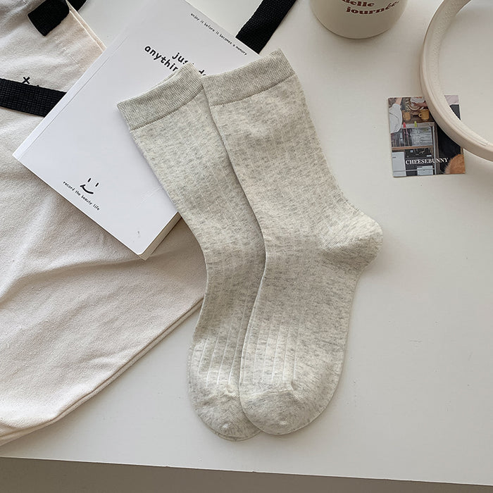 Wholesale Socks gray series mid tube cotton socks fashionable and versatile pile socks