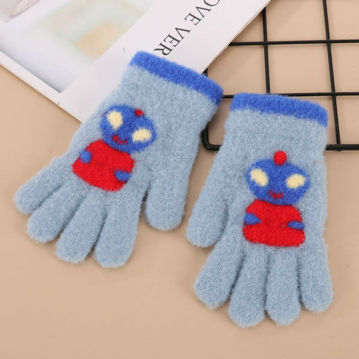 Wholesale Cartoon Warm Gloves  Fleece Lining Thickened Fingers