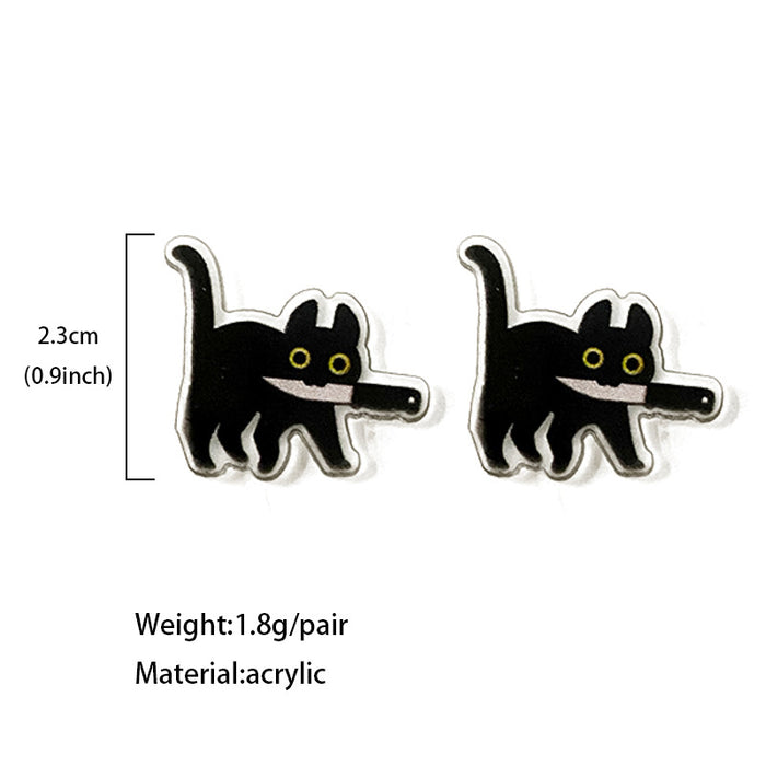 Wholesale Acrylic  Earrings Assassinate Cats Funny Earrings
