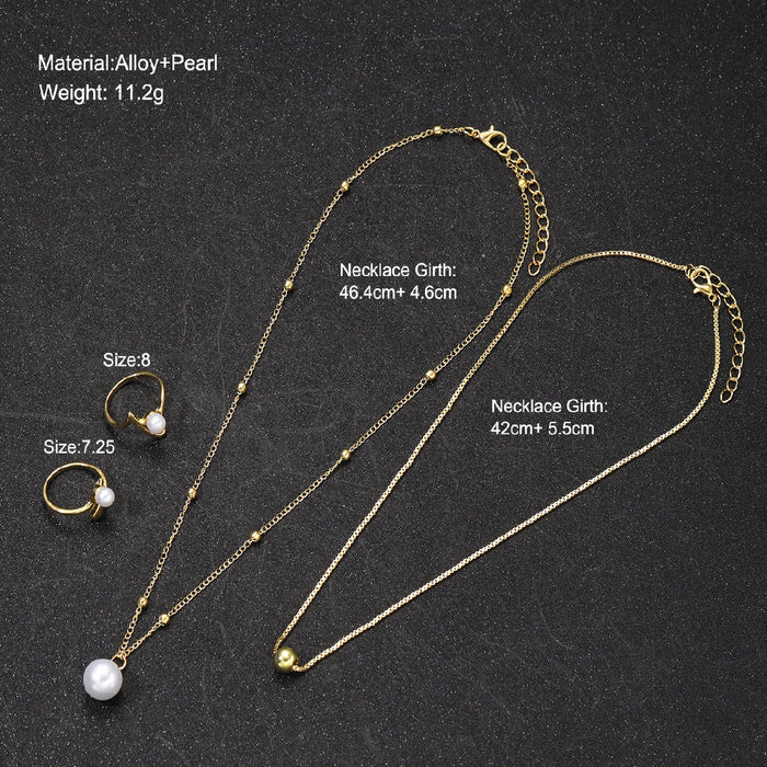 Wholesale Geometric Pearl Bead Ring Necklace