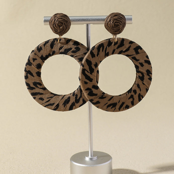 Wholesale Exaggerated leopard print flower tassel earrings, fashionable and high-end, niche earrings, wholesale of earrings
