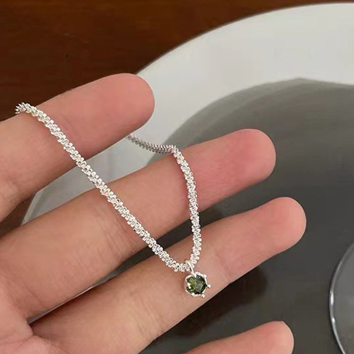 Wholesale Retro style olive green diamond mini pendant, starry sky necklace, niche necklace