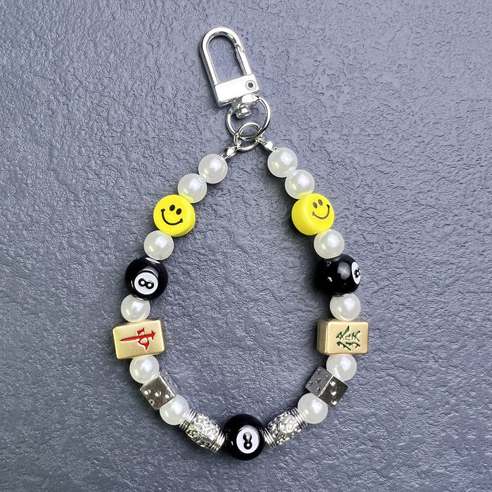 Wholesale jewelry  billiards black 8 dice mobile phone lanyard hair whiteboard smiley hip hop