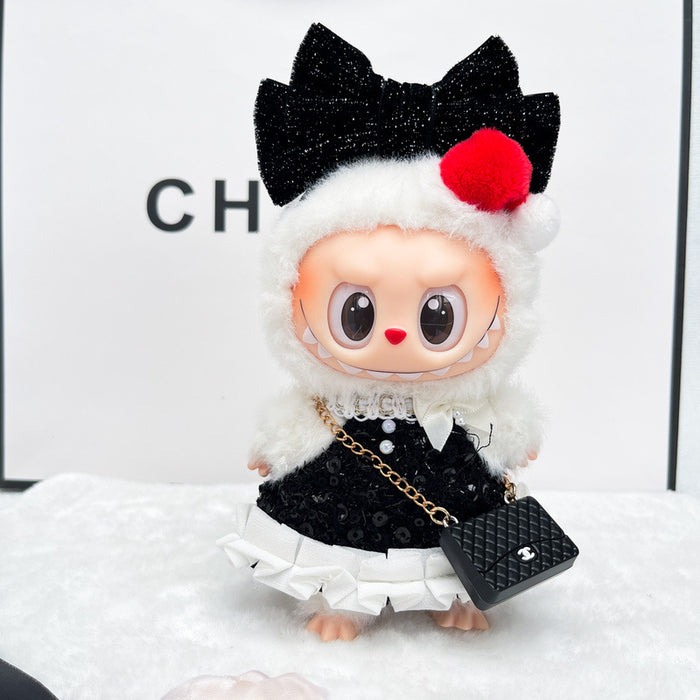 Wholesale Doll Clothing Black and White Sequin Classic Dress