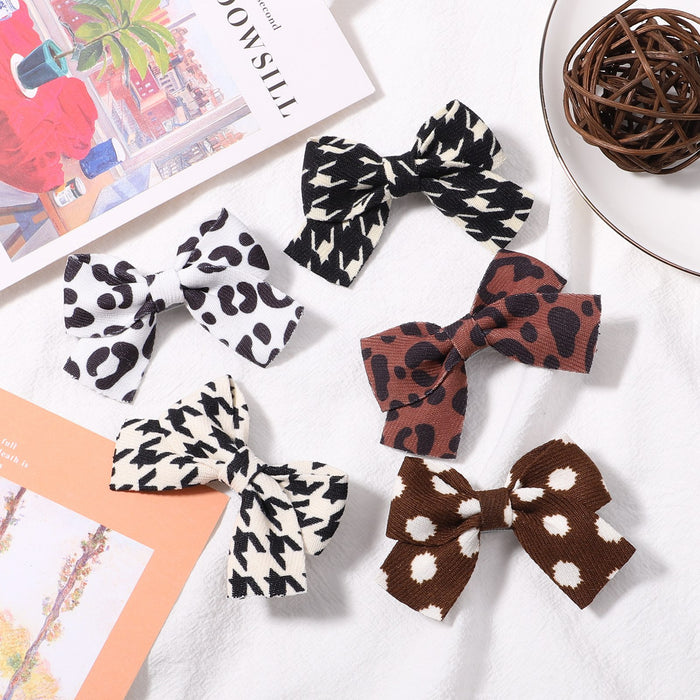 Wholesale Polyester Milk Pattern Fabric Bow Hairpin JDC-HC-Xiane016