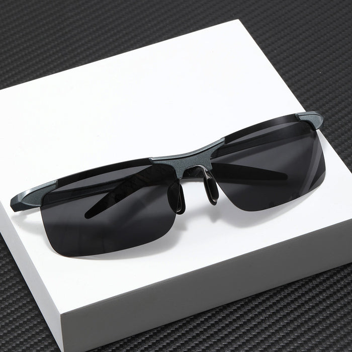 Wholesale Polarized half frame sunglasses alloy outdoor cycling color changing sports goggles