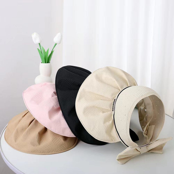 Wholesale New summer women's butterfly bow large eave hollow top hat UV resistant sun hat foldable outdoor hat