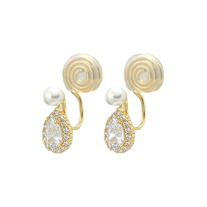 Wholesale  water drop pearl earrings female temperament niche design  mosquito coil ear clip decoration