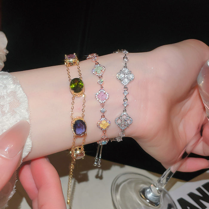 Wholesale Trendy Zircon Flower Bracelet Copper Jewelry Accessory