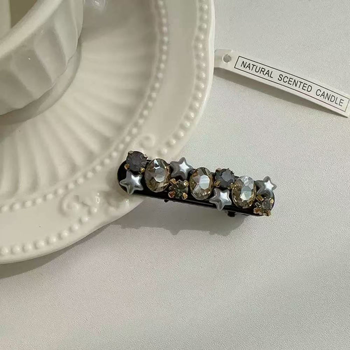 Wholesale Advanced Glittering Diamond Pentagram Pearl Inlaid Diamond Duckbill Clip with Hairpin Edge Clip