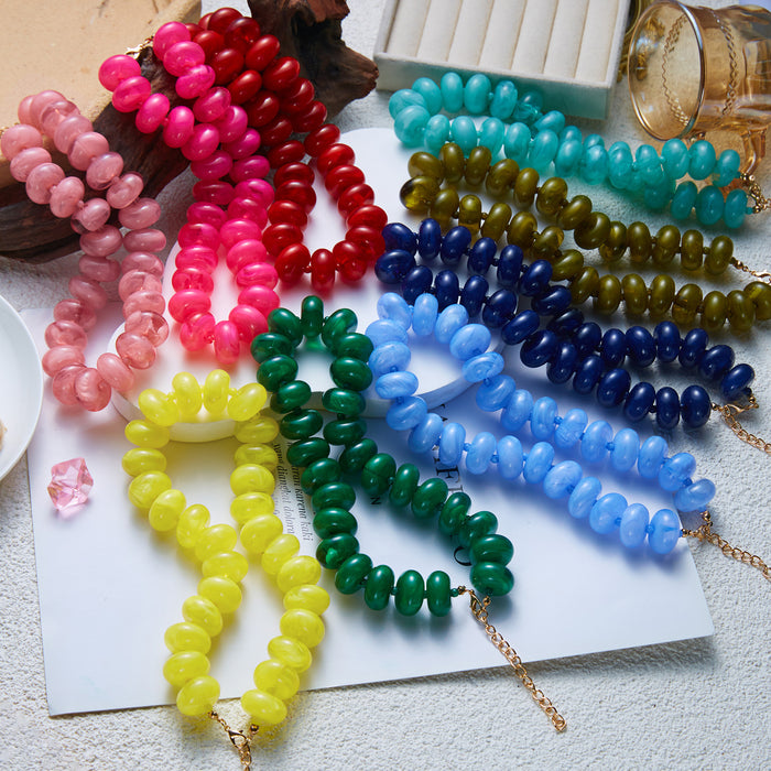 Wholesale Trendy Resin Bead Colorblock Necklace Fashion Jewelry Accessory
