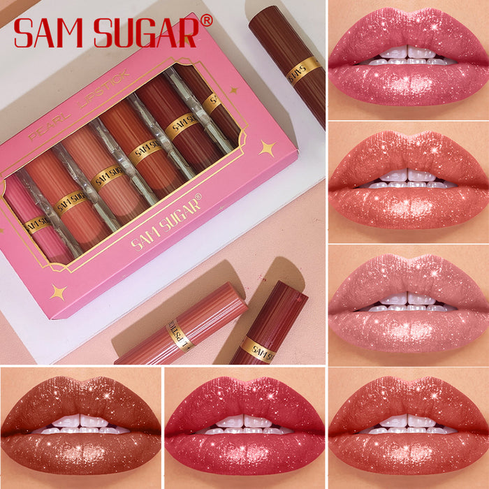 Wholesale 6 lipsticks suit makeup pearl matte lipstick not easy to fade fog face waterproof lipstick