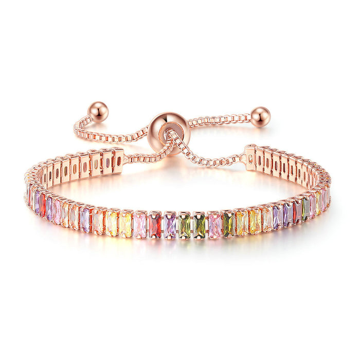 Wholesale Colored zircon bracelet, women's full diamond crystal tennis wholesale accessories