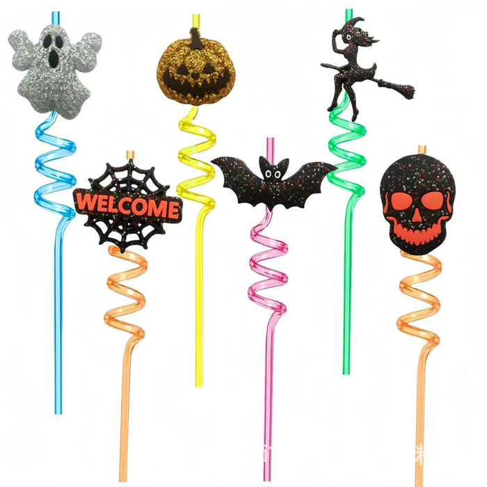 Wholesale 10pcs Silver powder  cartoon bar personality straw stickers party decoration straw stickers