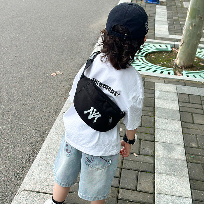 Wholesale Children's bag letter waist bag simple casual crossbody bag backpack fashionable and handsome baby chest bag