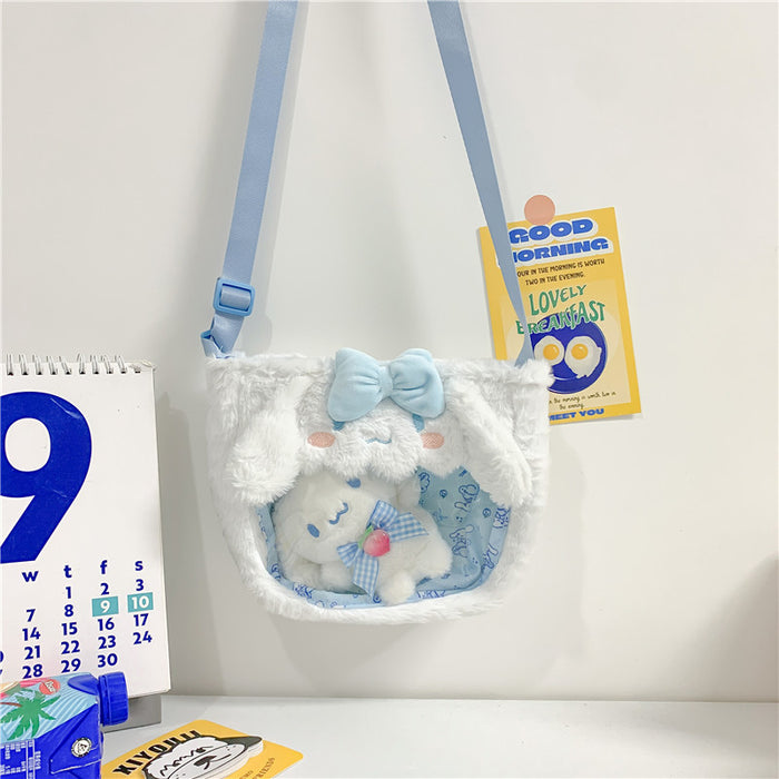 Wholesale Cute transparent PVC cartoon doll crossbody bag, personalized shoulder bag