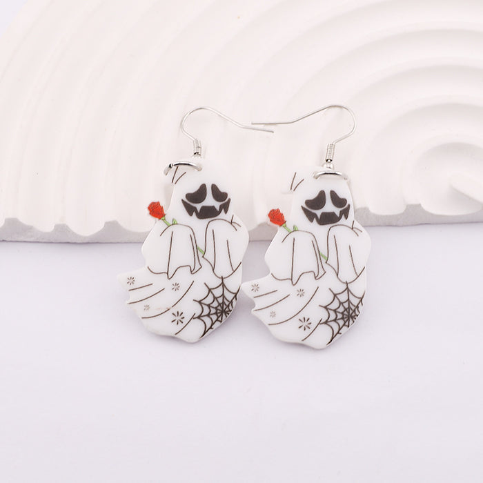 Wholesale Halloween Acrylic Double Sided Printing Cartoon Horror Ghost Earrings JDC-ES-Dagou006