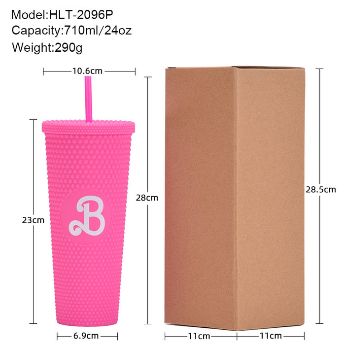 Wholesale Double-layer Plastic 710ml Large Capacity Straw Cup with Hand Durian Diamond Cup JDC-CUP-MaiG002