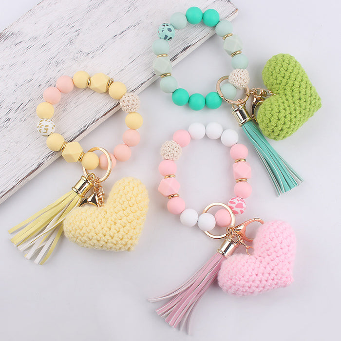 Wholesale Cartoon Love Bracelet Beaded  Keychain