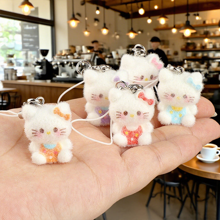 Wholesale plush cat pendant cute girly keychain for bags and phone
