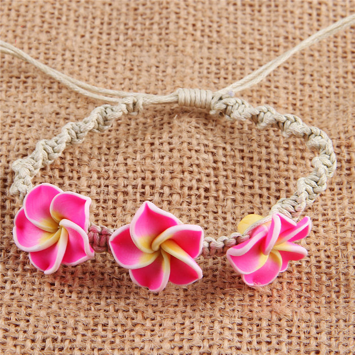 Wholesale Handmade Soft Clay Egg Flower Shell Jewelry Set Pink Beach Style Fashion Accessory