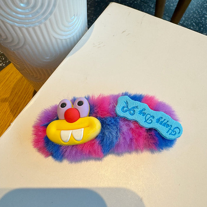 Wholesale Colorful furry hairpin large ugly cute big eye hair ball hairpin