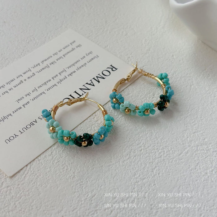 Wholesale Small niche design, colorful flower wreath earrings, fashionable personality, versatile and exquisite high-end earrings and earrings