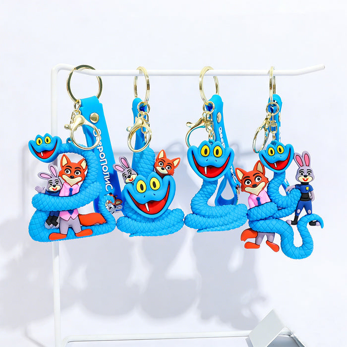 Wholesale Cute Cartoon Blue Snake Keychain for Couples