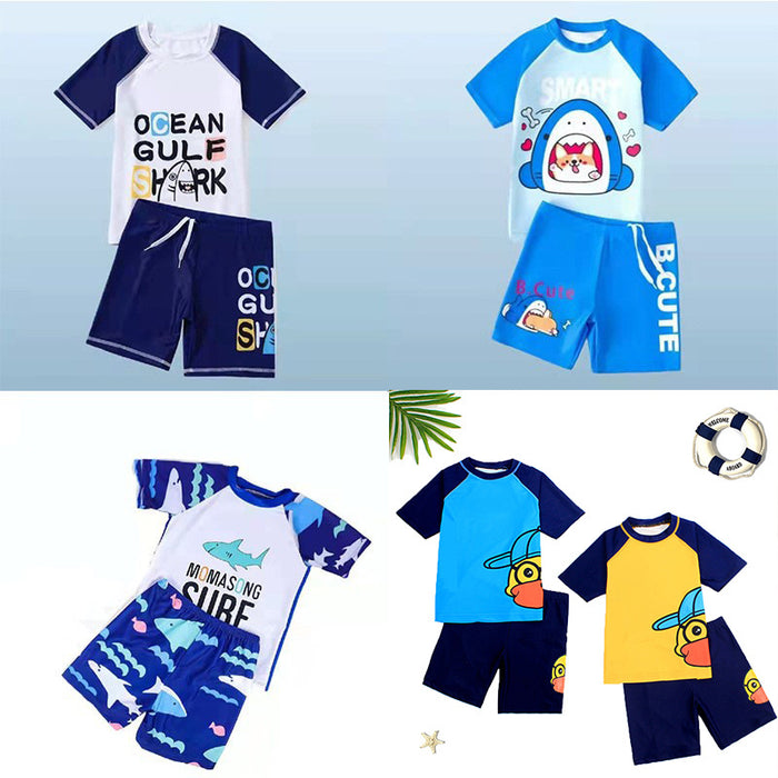 Wholesale Children's swimsuit, boys' split swimsuit set, small, medium, and large children's quick drying sunscreen cartoon cute baby swimming equipment