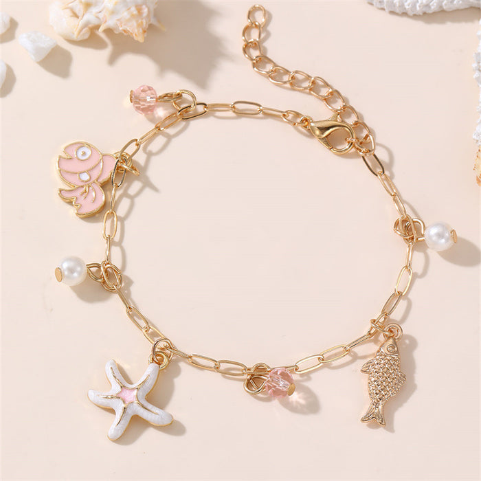 Wholesale Children's Bracelet Marine Conch Octopus Starfish Metal Pendant Hand Jewelry