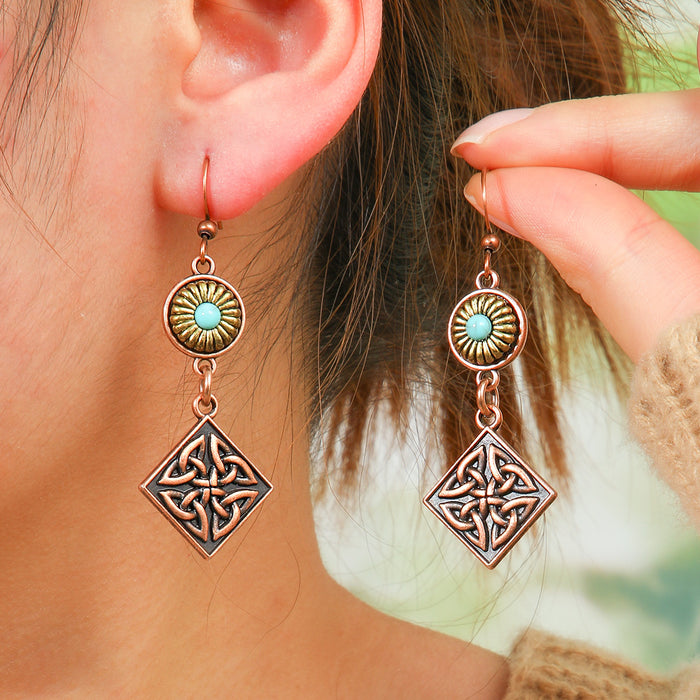 Wholesale Bohemian Geometric Irregular Leaf Metal Earrings Fashion Accessory MOQ≥2