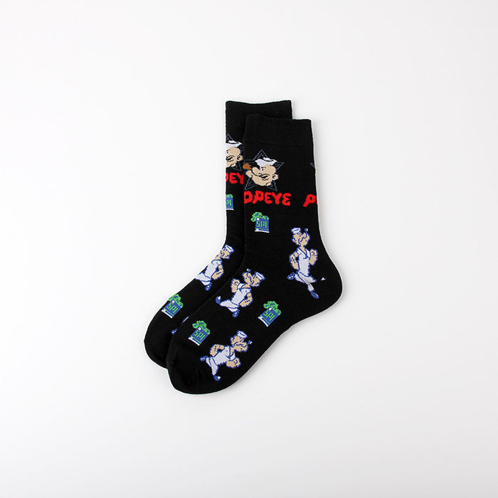 Wholesale Leisure Sports Jacquard Youth Four Seasons Women Cotton Couple Middle Socks Men Trendy Long Socks