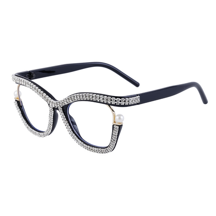 Wholesale diamond plain glasses frame female fashion cat eye can match myopia glasses frame female