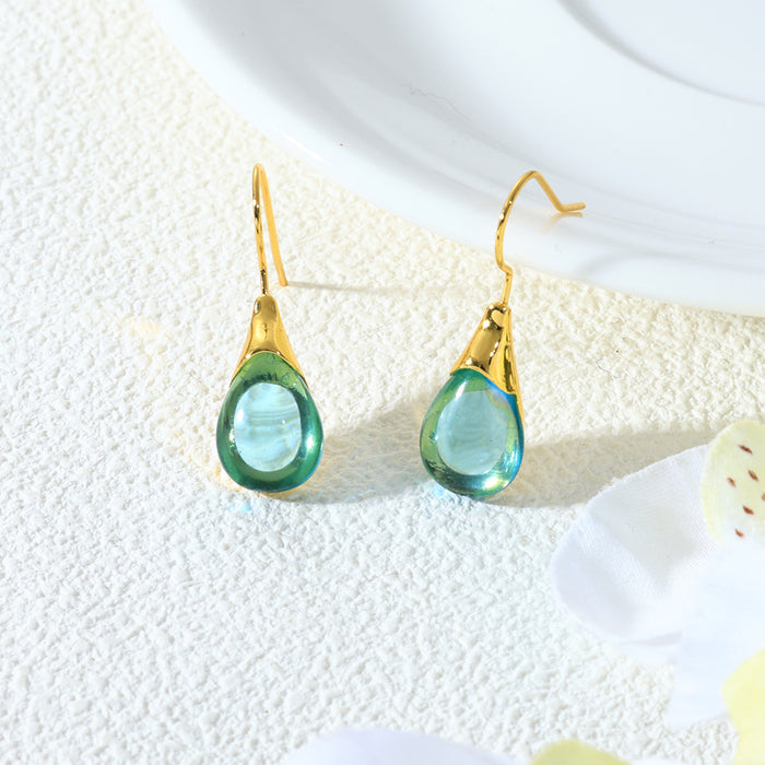 Wholesale Drop-shaped Inlaid Cat's Eye Earrings