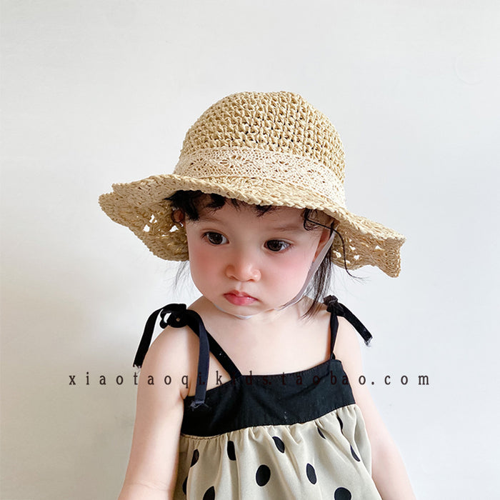 Wholesale straw hat  children sun protection hat girl sweet hat