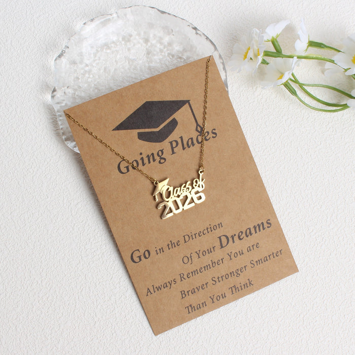 Wholesale 2026 Creative Graduation Gift: Matte Gold Graduation Cap Stainless Steel Necklace