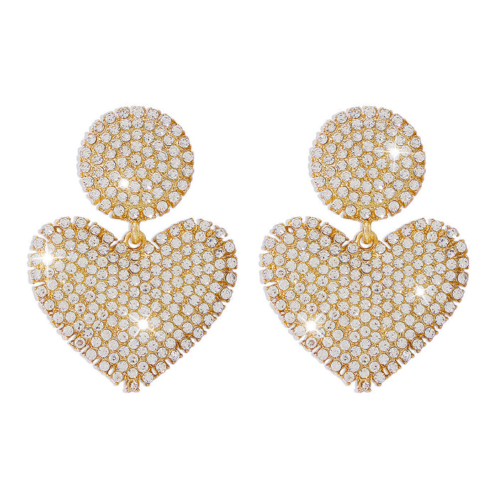 Wholesale Diamond Love Alloy Geometric Earrings JDC-ES-QianDi030