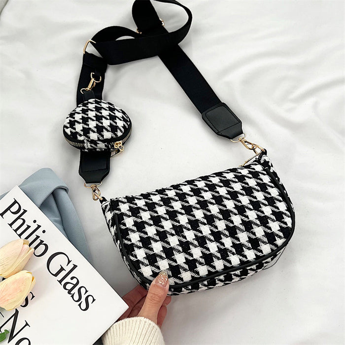 Wholesale Canvas Plaid Mother and Child Simple Single Shoulder Crossbody Small Square Bag JDC-SD-YouW016
