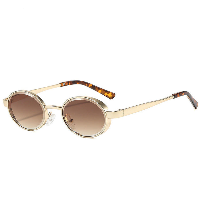 Wholesale Retro Punk Oval Metal Sunglasses Fashion UV400 Sunscreen