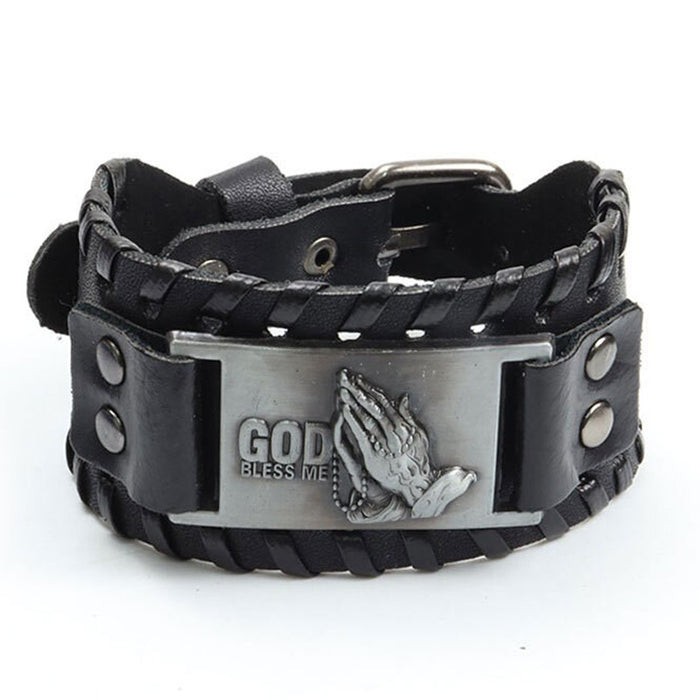 Wholesale Multi-layer Leather Wolf Head Men's Bracelet JDC-BT-FengH002